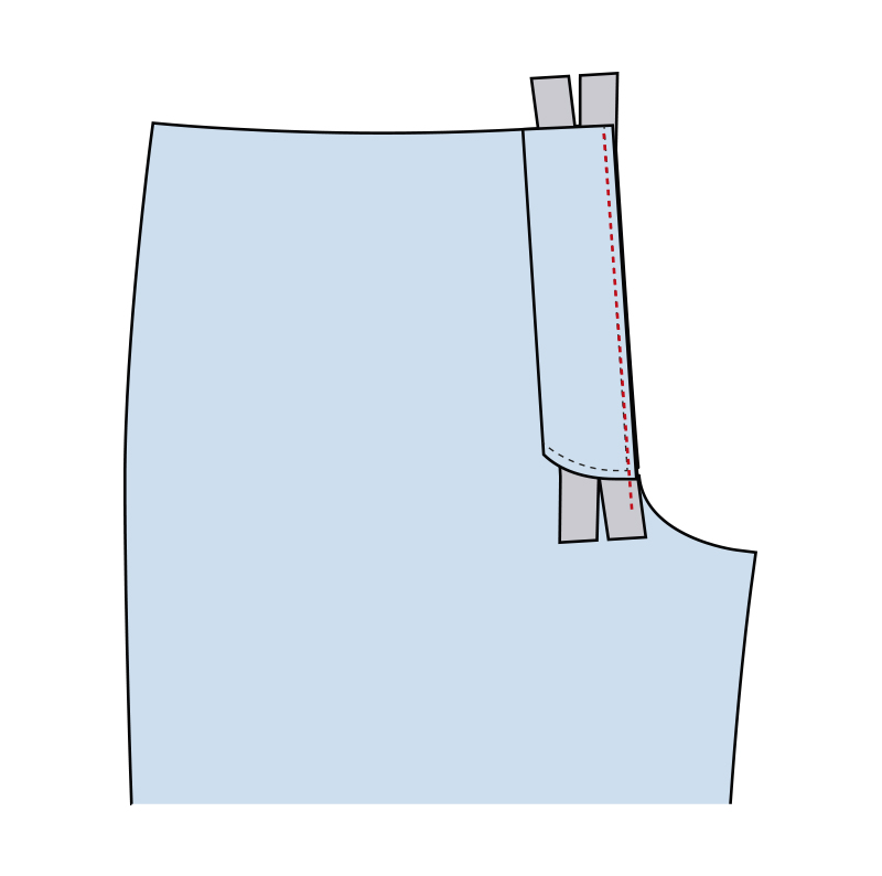 Cómo coser la bragueta de un pantalón paso 4